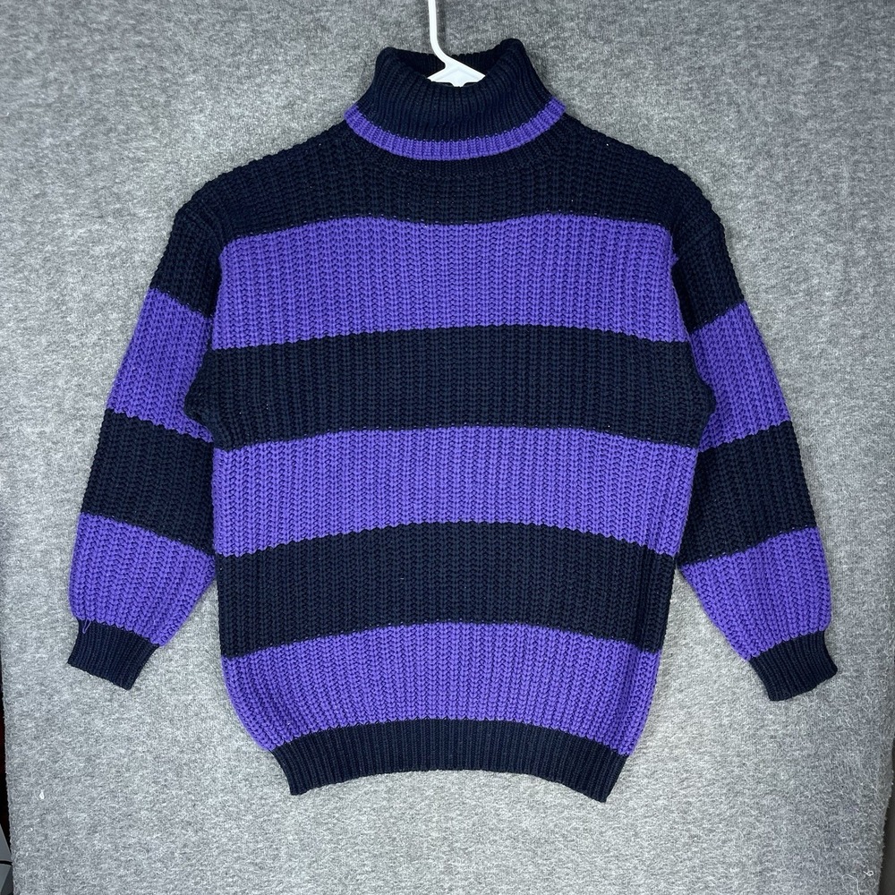 Vintage Catrina Sweater One Size Black Purple Striped Halloween Goth Grunge Punk